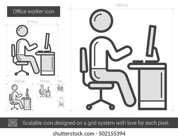 Office worker vector line icon isolated on white background. Office worker line icon for infographic, website or app. Scalable icon designed on a grid system.