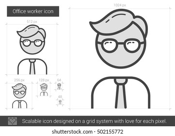 Office worker vector line icon isolated on white background. Office worker line icon for infographic, website or app. Scalable icon designed on a grid system.