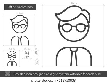 Office worker vector line icon isolated on white background. Office worker line icon for infographic, website or app. Scalable icon designed on a grid system.