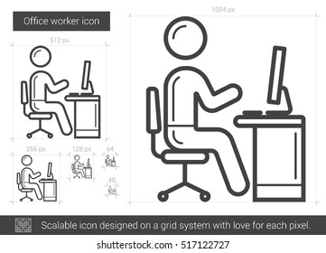 Office worker vector line icon isolated on white background. Office worker line icon for infographic, website or app. Scalable icon designed on a grid system.