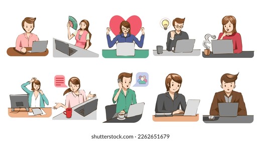 Office worker vector set collection graphic clipart design