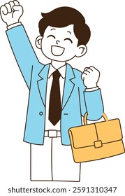 The office worker is very happy with the results. minimal line art vector illustration.
