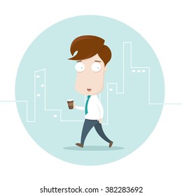 office worker walking on the street
