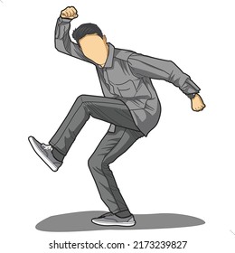 an office worker who is dancing happily, Isolated over white background, vector illustration