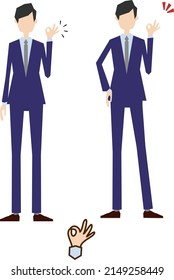 an office worker who makes a circle with his index finger and thumb
