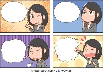 Office worker woman cartoon style speech bubble illustration