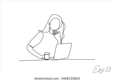  office worker woman continuous line vector illustration