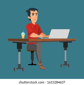 office worker working in computer. Custom character for your design, video, animation or motion.
