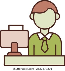 office worker working icon clipart. The isolated object on a white background. logo.