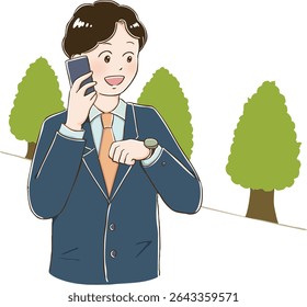 An office worker is working and making a phone call.