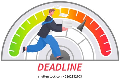 Office worker working overtime at Deadline. Businessman works in high stress conditions and under hard boss pressure. Time management on road to success. Busy person and clocks running, countdown
