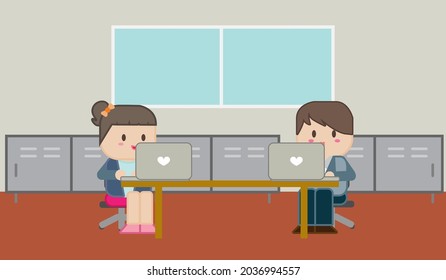 trabajador de oficina que trabaja a distancia social