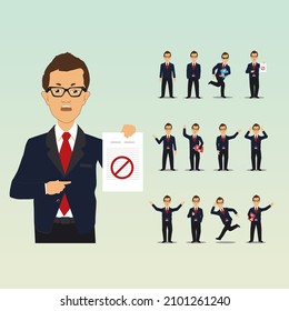 Trabajador de oficina. Joven en diferentes poses.