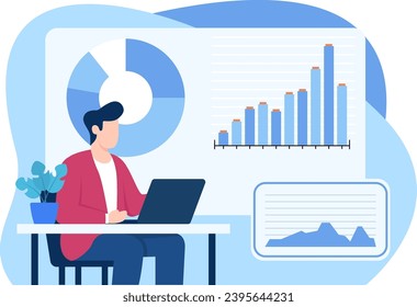 office workers analyzing and researching business data, analysis growth charts