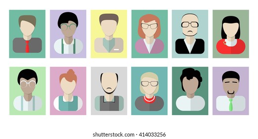 Office workers avatars on a white background. Concept of cv resume, employment, recruitment and communication. Social media in business.