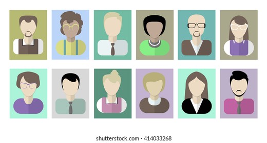 Office workers avatars on a white background. Concept of cv resume, employment, recruitment and communication. Social media in business.
