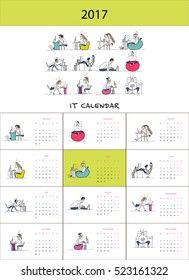 Office workers, calendar 2017 design