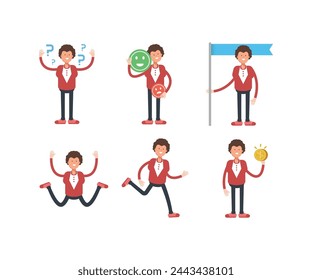 office workers characters set in various poses vector illustration