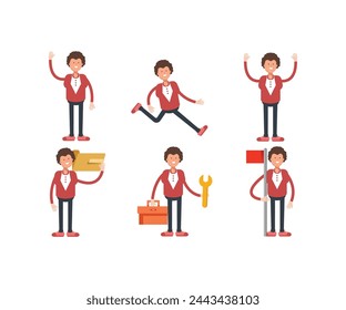 office workers characters set in various poses vector illustration