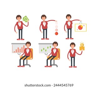 office workers characters set in various poses vector illustration