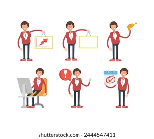 office workers characters set in various poses vector illustration