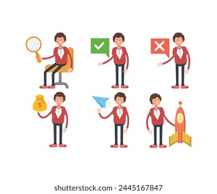 personajes de oficinistas ambientados en varias poses Ilustración vectorial