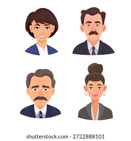 Office workers, cute cartoon character. Flat vector clipart, illustration with isolated background.