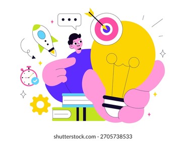 Office Workers Demonstrating Soft Skills Vector Illustration Such as Empathy, Communication, Idea Development, Teamwork, and Professional Growth