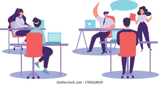 office workers are discussing flat 