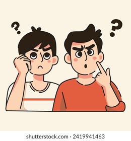 Office workers or employees have confused expressions, flat design vector illustration