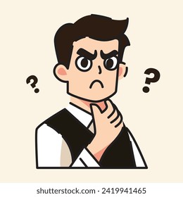 Office workers or employees have confused expressions, flat design vector illustration