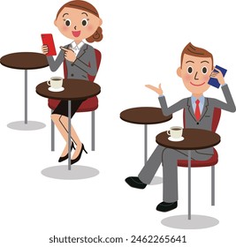 Office workers having a conversation during their breaks while out and about
