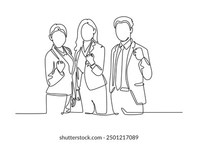 Office workers joy at work. Career, business achievement concept. Single line draw design vector graphic illustration.