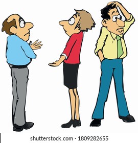 Office workers looking confused and don't know what to do