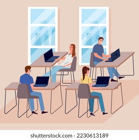 office workers meeting in worksite