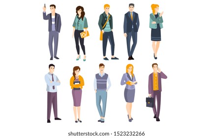 Office workers in modern clothes. Vector illustration.