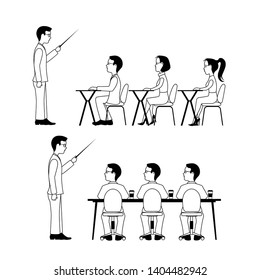 office workers monochrome vector illustration
