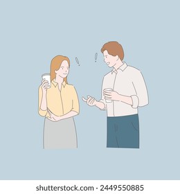 Office workers, people who communicate, coffee time