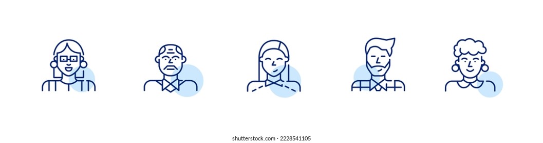 Office workers profile pictures. Pixel perfect, editable stroke icons