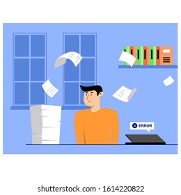office workers and programmers  there is an error in their work and he tired.