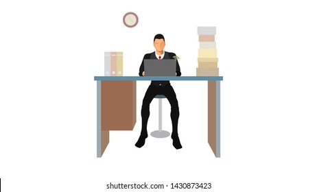 office workers pursue deadlines that have accumulated. illustration of office work pressure. Eps10 vector file