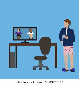 office workers at remote work. Online conference