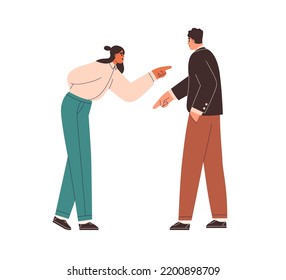 Office workers searching, inspecting, showing smth. Business people pointing with fingers in different directions. Employees seeking, finding. Flat vector illustration isolated on white background