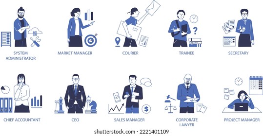 Office workers set. Company employees, enterprise avatars.