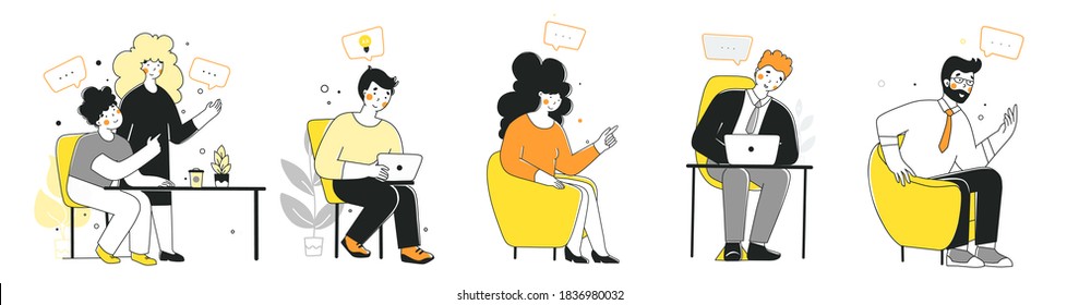 Office workers set. Flat cartoon vector illustration. Cartoon illustration.