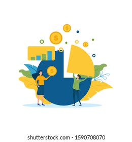 office workers are studying the infographic. for website, banner, home page. business concept illustration