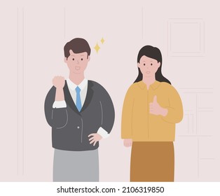 Los trabajadores de oficina que apoyo conjunto de ilustraciones. hombre de negocios, dibujo de la empresa Vector. Estilo dibujado a mano.