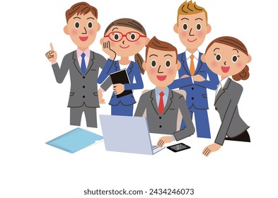 Office workers surrounded by computers