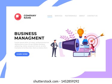 Office workers team characters working together. Business management web banner concept. Vector flat cartoon graphic design banner poster illustration
