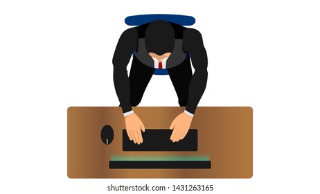 office workers are typing or writing with a computer. vector Eps10 file